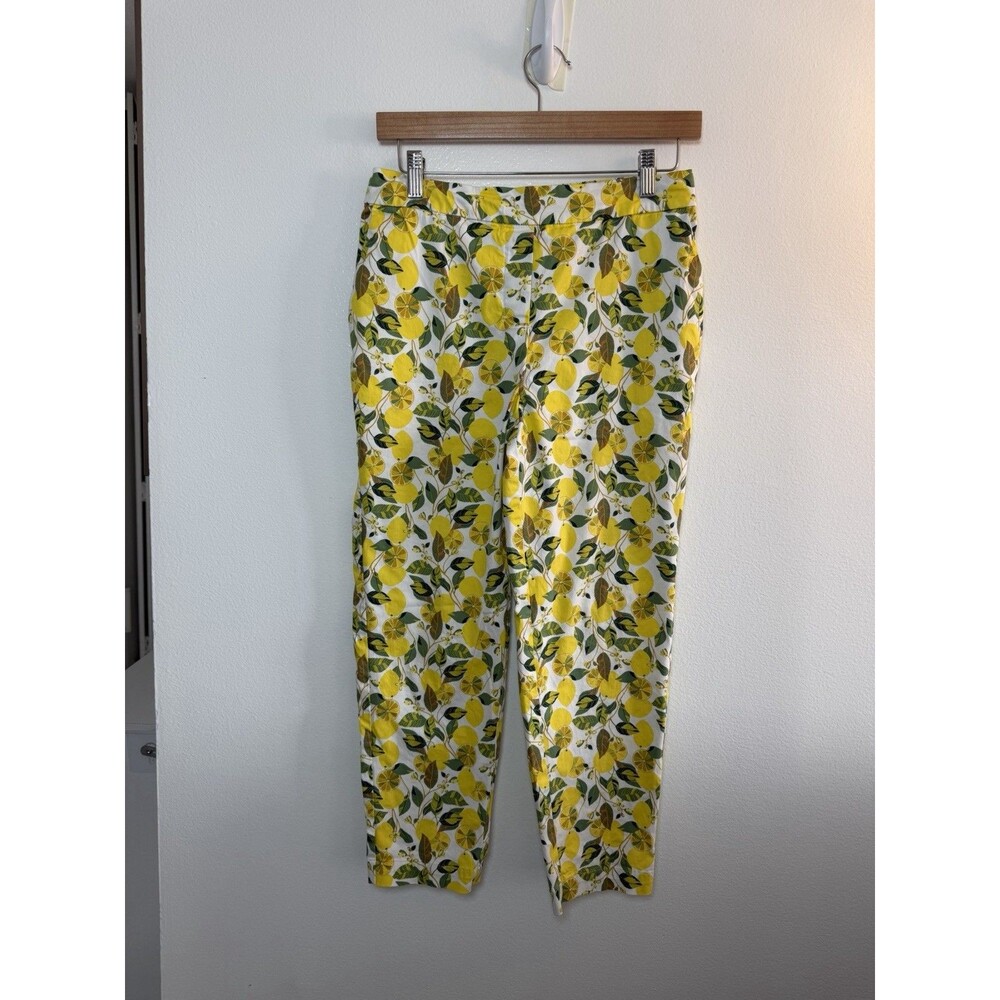 Boden Lemon Print Cropped Pants Size 6P Citrus Yellow Summer Vacation